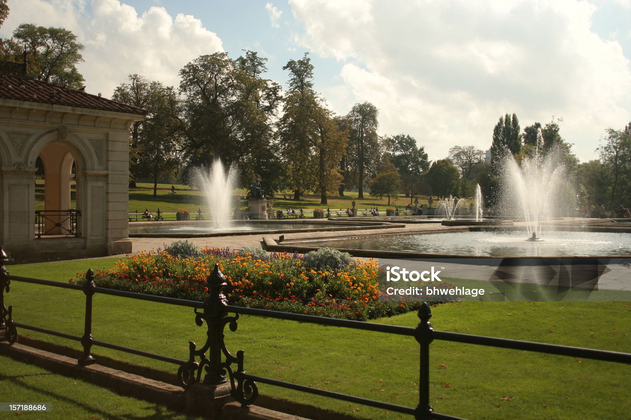 Water Fountains in Hyde Park, London.